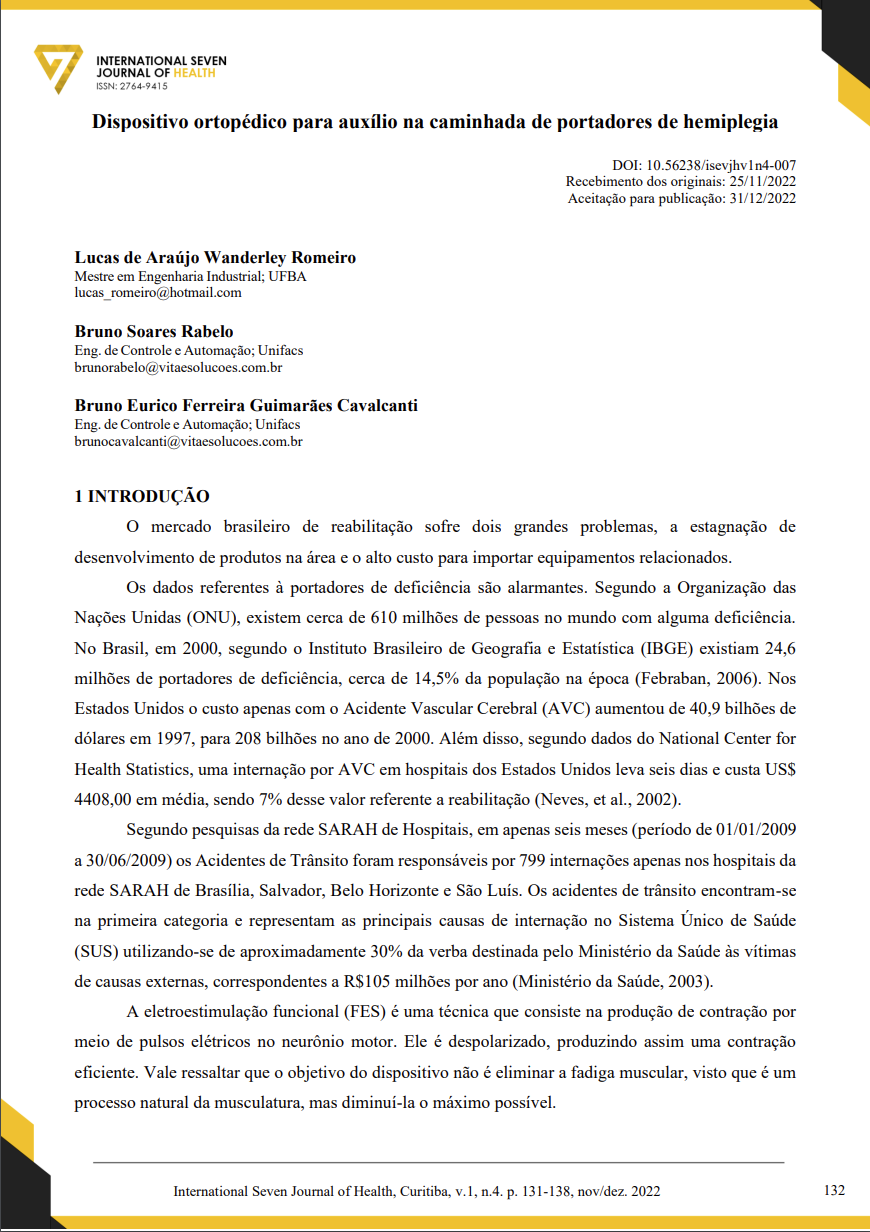 Dispositivo ortopédico para auxílio na caminhada de portadores de hemiplegia